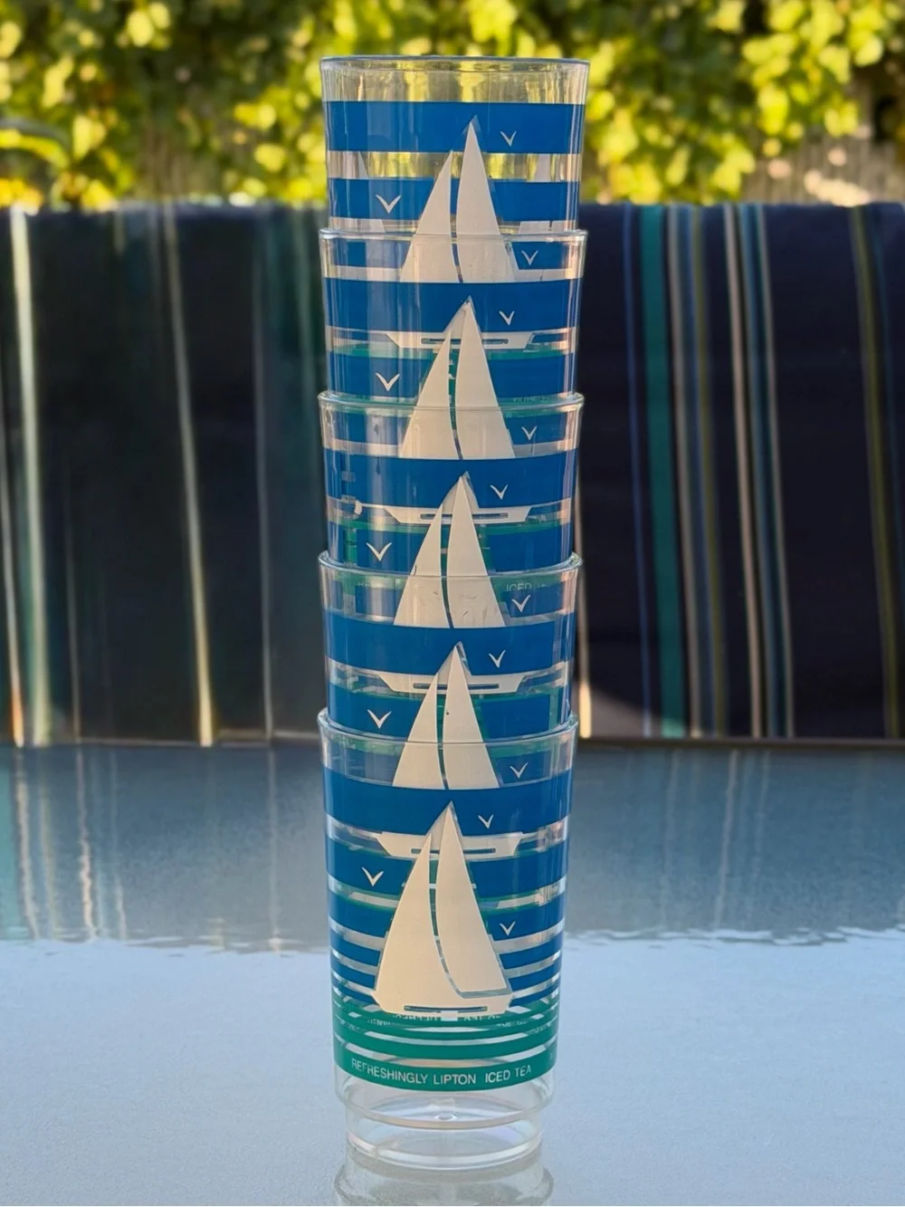 Lipton Refreshing Iced Tea 16 Oz. Plastic Tumbler Stacking Cups, Vintage 80s